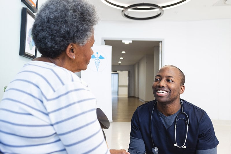 patient and doctor talking