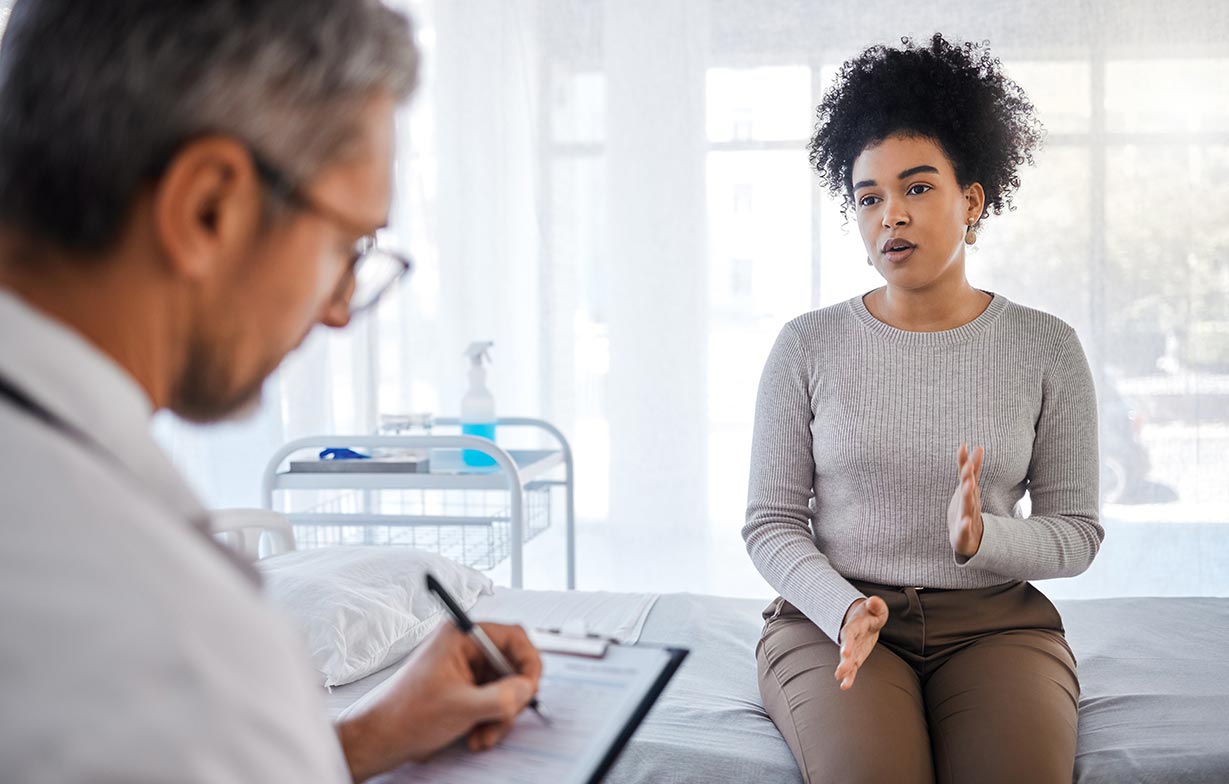 patient and doctor talking